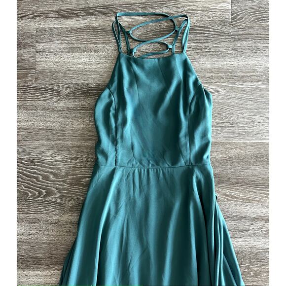 Lulus Strappy To Be Here Forest Green Lace-Up Maxi Dress Size Medium Formal Gown - Picture 4 of 16